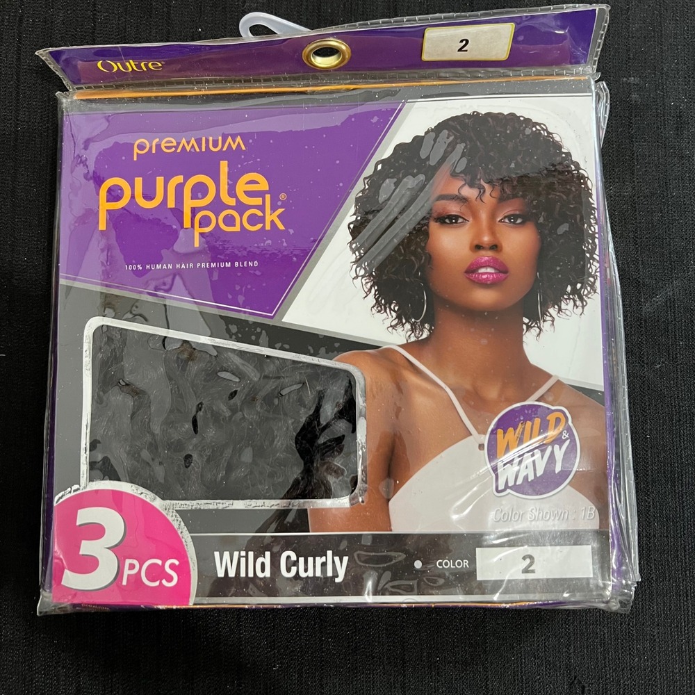 Outre Purple Pack Wild & Wavy 3 Pcs Wild Curly 100% Human‎ Hair Blend Color 2